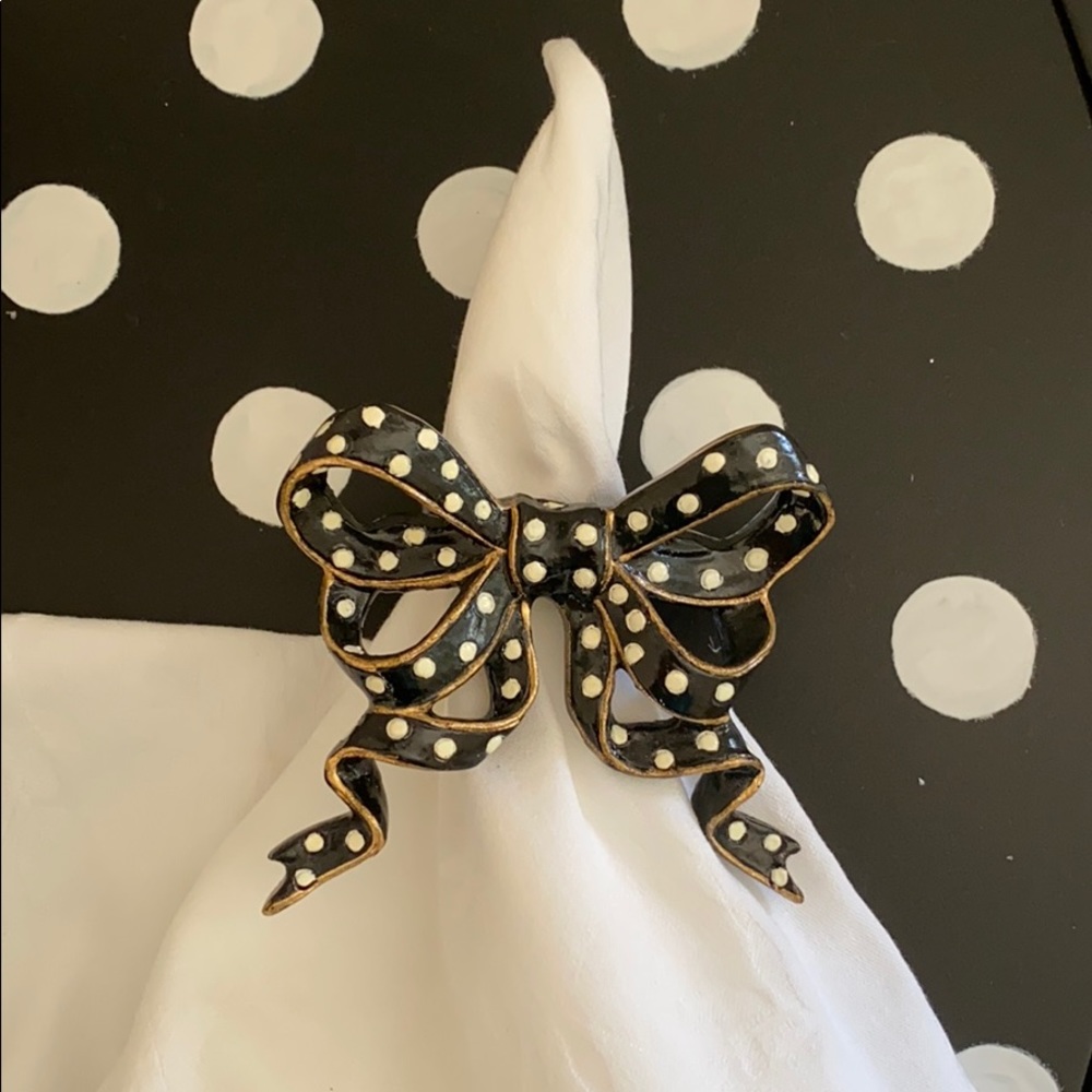 MacKenzie-Childs Napkin Rings Bow NWT original packaging, no longer available MC - Picture 3 of 6